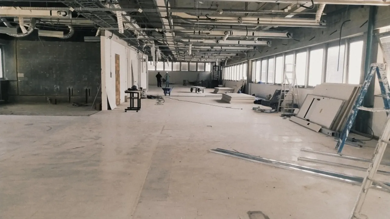 Interior of a commercial building under construction