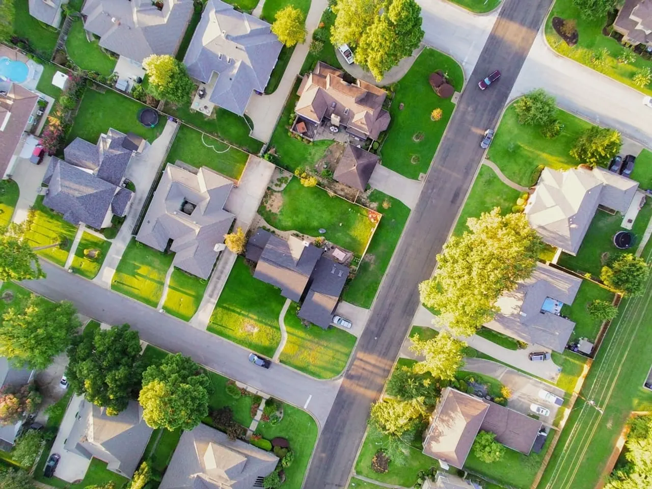 Aerial view of a residential subdivision