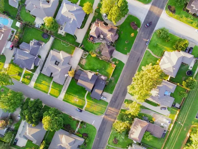 Aerial view of a residential subdivision